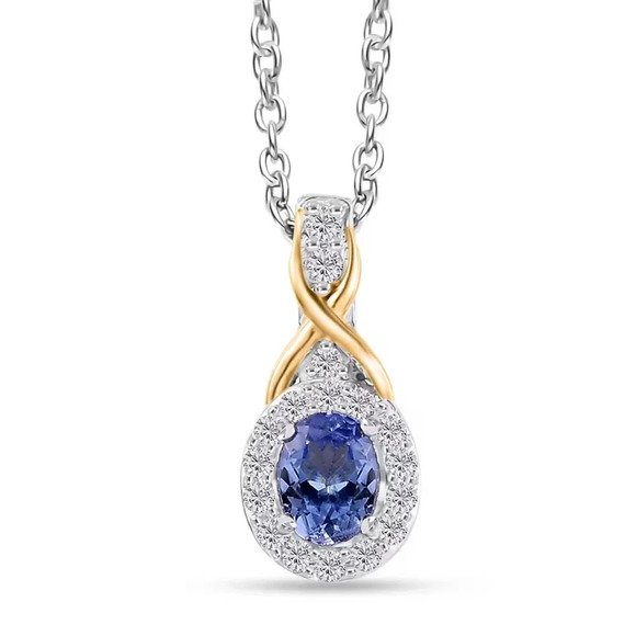 Tanzanite, White Zircon Infinity Halo Ring (Size 7.0), Pendant Necklace 20" 925 - Picture 7 of 14